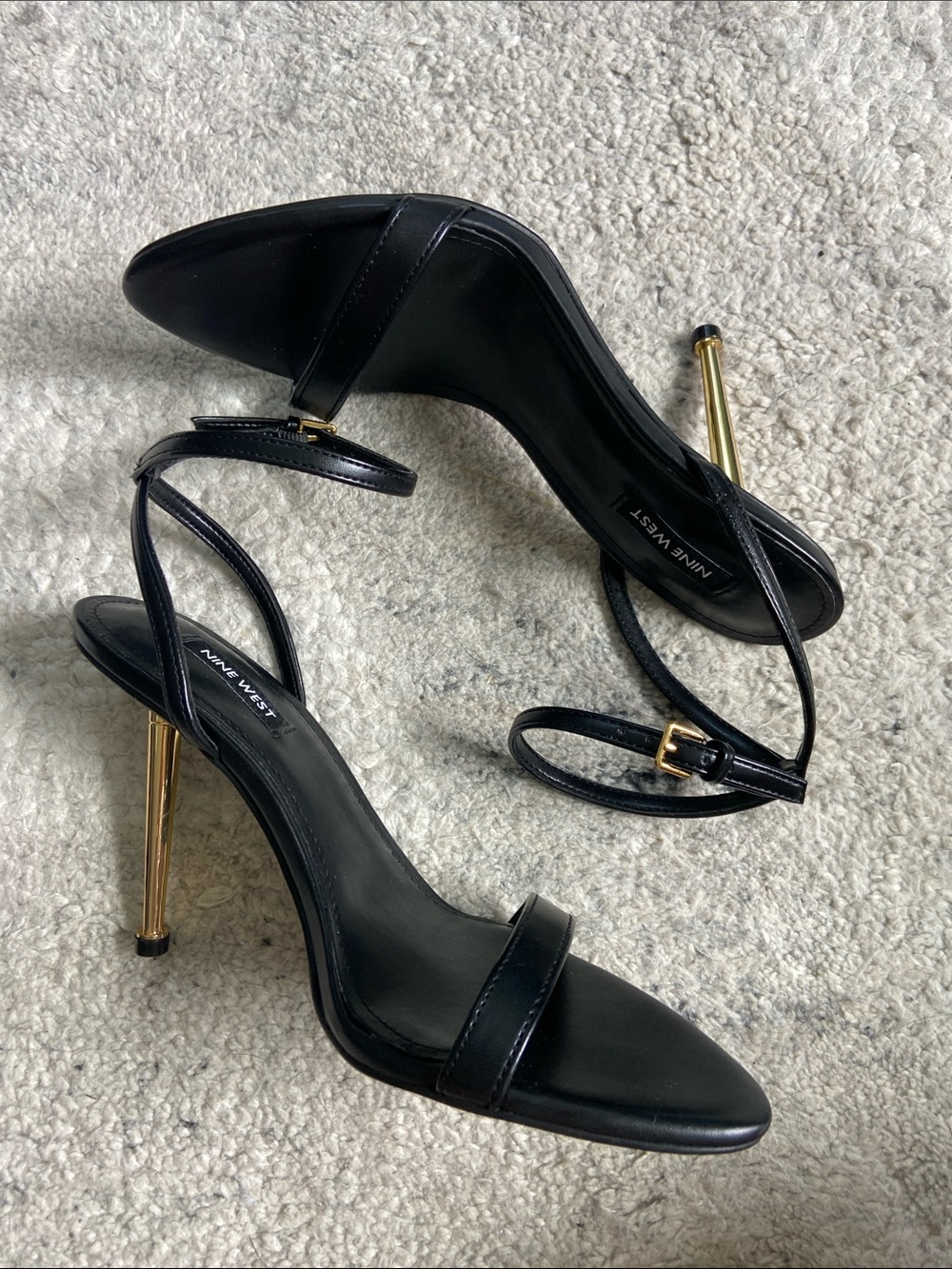 NWOB Nine West Reina Ankle Strap Stiletto Sandals Black - Picture 6 of 9